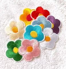 【特価商品】パッチ ステッカー モチーフ 北欧風 アップリケ 刺繍 貼り付け 縫い付け 手作り 手芸DIY フラワーアイロンワッペン 服 デコレーション かわいい 保育園 丸っこい花10枚セット 幼稚園 バッグ ベビー服 リメイク