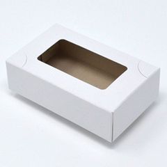 名刺箱 紙製 4号 サイズ 窓あり 白 （L/27mm-50個）