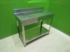 【クロムステン】バックガード付き 作業台 900mm×450mm 多少のサビあり■調理台・コンロ台■C-1499