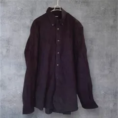 T112【ユニクロ】メンズコーデュロイ長袖シャツ　美品　紺色　春秋　XL