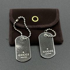 グッチ チャーム キーホルダー シルバー系 ドッグタグ 2点セット ボールチェーン