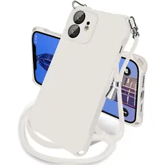 iphone 12 ケース シリコン 耐衝撃 斜めがけ ショルダー タイプ カバー 紐付き 織りストラップ付き 肩掛け 首掛け アイホン 12 ケース 米軍MIL規格 SGS認証 スマホケース 携帯ケース ストラップホール付き 薄型 ソフトケース 指紋防止 1