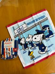 サンリオ SNOOPY スヌーピー タオルのふりしてコソッとポーチ ハンドタオルのセット 　レトロ雑貨玩具おもちゃ