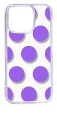 【新品未使用】iPhone15 Pro アイフォン15プロ クリア ハードケース ドット柄 水玉 (パープル) スマホケース カバー cl-ip15pro-dotbig-08