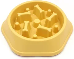 KOUKOA ペットボウル 早食い防止 食器 健康管理 肥満防止 ゆっくりフードボウル スローフード 中型犬 大型犬( イエロー)