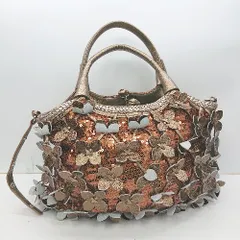 ◇ Θ Anna Marie スパンコール装飾 花モチーフ装飾 トートバッグ ブラウン レディース E  【1412260035071】