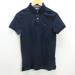 G■トミーヒルフィガー/TOMMYHILFIGER 半袖ポロシャツ/鹿の子地【S】紺/men's/134【中古】■