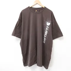 XL/古着 カーハート 半袖 ブランド Tシャツ メンズ ビッグロゴ 大きいサイズ ロング丈 コットン クルーネック 茶 ブラウン 25jul18 中古