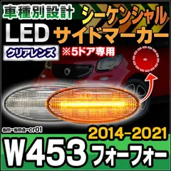 ll-sm-sma-cr01 シーケンシャル点灯 クリアーレンズW453 Forfour フォーフォー (2014-2021 H26-R03 ※5ドア専用) スマート smart LEDサイドマーカー LEDウインカーランプ ( カスタム パーツ 車用品 ライのサムネイル