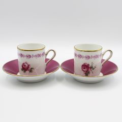 518)Richard Ginori リチャードジノリ インペロカメリア デミタスカップ＆ソーサー 2客 ペア 薔薇 バラ