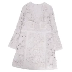 美品 クロエ Chloe ワンピース レース ドレス ロングスリーブ 長袖 レース トップス レディース 40(M相当) ホワイトのサムネイル