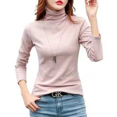 【在庫処分】トップス 長袖 ハイネック Tシャツ レディース ロング 無地 カットソー タートルネック M～2XL [ビートーク]