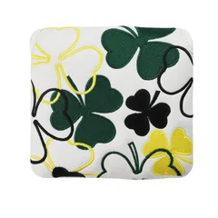 ゴルフカバー　ヘッドカバー　パターカバーマレット　マグネット開閉　刺繍入りカラフルクローバー