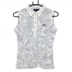  キャロウェイ ノースリーブポロシャツ 白×ネイビー 花柄  レディース M ゴルフウェア Callaway