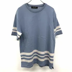 古着 nano・universe ナノユニバース M メンズ Tシャツ カットソー ボーダー 裾サイドにスリット 丸首 クルーネック 半袖 綿100% ネイビー 紺