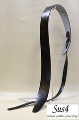 ハンドメイド＆国内生産 ギターストラップ　革(Genuine Leather Guitar Strap)　ブラックしわエナメル