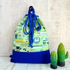 クールトレイン！新幹線/電車柄☆ナップサック/体操着袋/お着替え袋　グリーン