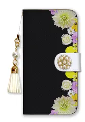 iPhone15ProMax ケース 手帳型 iPhone15 プロマックス スマホケース パール ビジュー ストラップ付  おしゃれ 花柄 ボタニカル フラワー エレガント 上品 大人 可愛い ピンク カラー09