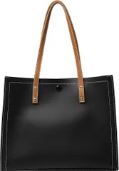 Magno(マグノ) 大容量 レディース a4 トートバッグ 縦型 横型 ビジネスバッグ 通勤 通学 ポーチ付き 2点セット(01 横型 ブラック)