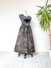 【大島紬リメイク】ロングスカート/free size 341 ⿻本場藍泥大島紬リメイクロングスカート（7マルキ）着物