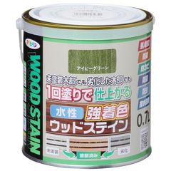 【在庫限り】アサヒペン 塗料 ペンキ 水性強着色ウッドステイン 0.7L アイビーグリーン 水性 木部用 1回塗り 高い隠ぺい性 低臭 はっ水性 防カビ 防虫 防腐 防藻 日本製