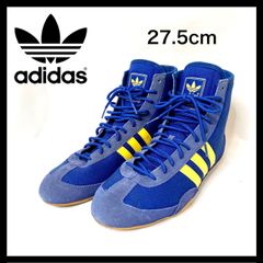 【極美品】【ヴィンテージ】希少【adidas アディダス】27.5cm レスリングシューズ　スニーカー　キャンバス　ブルー　イエロー　コレクター