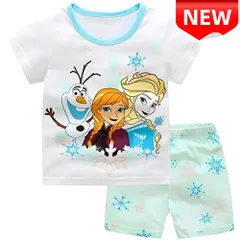 ✨新品✨ 子供用 アナと雪の女王 エルサ アナ オラフ 半袖Tシャツ&ショートパンツ パジャマ 上下セット 女の子 キッズ 夏用 部屋着 ルームウェア 可愛い プリンセス 半袖パシャマ 100cm 110cm 120cm 130cm