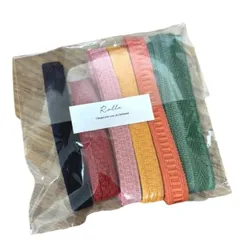 アンティーク　ビンテージ　フランスリボン　6色セット　レッド　ピンク　イエロー　オレンジ　グリーン　紺