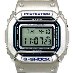 G-SHOCK 지쇼크 DW-5000BL-2 메탈 밴드 스크류 백 EL 백라이트 실버 블루 로고 2001년 11월 발매