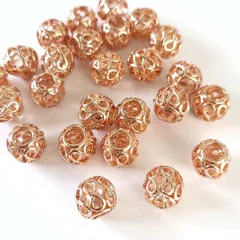 中空 ヨーロピアンビーズ  【4個 10mm 】( ピンクゴールド )