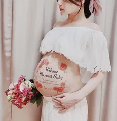 マタニティフォトシール ベリーペイント タトゥーシール 練習用シール付　F