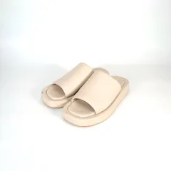 FABIO RUSCONI ファビオルスコーニ スクエアトウ厚底スライドサンダル フラットサンダル アイボリー レディース 24ｃｍ イタリア製