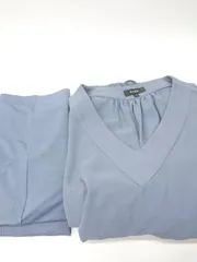 ◇ Θ◎ GIRL ガール 花柄刺繍 長袖 ロング ワンピース サイズL ブルー系 レディース E  【1504240020570】