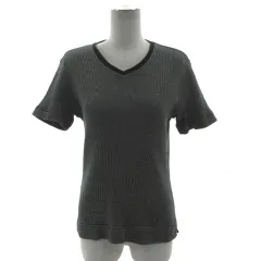 シーケーカルバンクライン ck Calvin Klein ニット カットソー Vネック 半袖 コットン バーズアイ柄調 ブラック 黒 グレー ホワイト 白 M