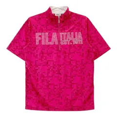 サイズ：M FILA GOLF フィラゴルフ  ハーフジップ 半袖 Tシャツ 総柄 ピンク系 [240101263578]# ゴルフウェア メンズ ストスト