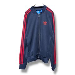 adidas トレフォイルロゴ トラックジャケット ネイビー／レッド - メルカリ