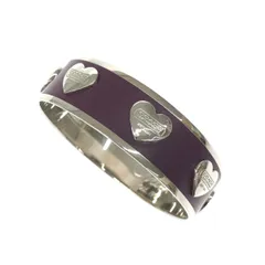 美品 COACH コーチ  バングル   シルバーカラー/パープル  レディース ハートロゴ/プレートブラス 腕輪 バングル アクセサリー　240001151602