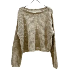 B054 BABYLONE バビロン レディース トップス 透かし編み ニット 長袖 ゆったり 大きめ ベージュ系 フリーサイズ