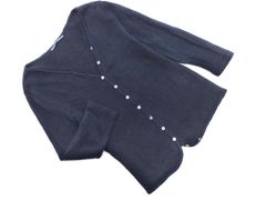 MADEMOISELLE NONNON マドモアゼルノンノン リネン100% カーディガン sizeM/紺 ■◇ レディース