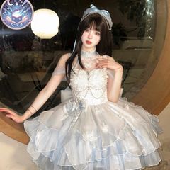 星【新品未使用】白鳥湖 白 Lolita 蝶結ドレス JSK ジャンパースカート ゴスロリ お姫様ドレス 量産型 推し活 パーティー撮影会 イベント特別コーデ