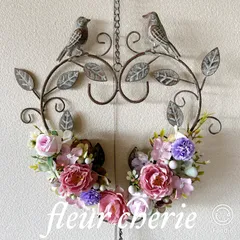 アートフラワーアイアンバードリース母の日アーティフィシャル造花玄関飾り新築祝い