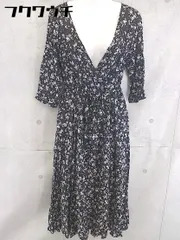 ◇ ◎ STYLE DELI スタイルデリ 総柄 リボン付き 長袖 ロング ワンピース サイズ01 ブラック レディース 【中古】 【1103080009716】