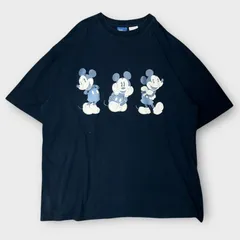 Disney ディズニー ミッキー Mickey プリントTシャツ 古着 XLサイズ ネイビー キャラクターTシャツ ヴィンテージ 半袖Tシャツ