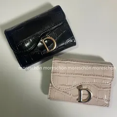 【Dロゴ ジャバラ式ミニウォレット】ブラック アイボリー ❤︎ 大容量 カードケース 二つ折り 折りたたみ 財布 サイフ wallet 小銭入れ 名刺入れ 軽量 コンパクト 軽い 小さめ 黒 上品  Dマーク Dモチーフ レディース メンズ 男女兼用 韓国