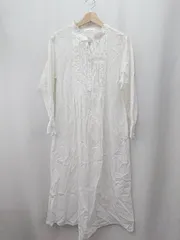 ◇ ⊂ natural couture　ナチュラルクチュール 襟元開閉 長袖 ロング ワンピース サイズF ホワイト系 レディース E  【1506190001081】