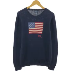 古着 ラルフローレン Ralph Lauren POLO by Ralph Lauren 星条旗柄 コットンニットセーター メンズM相当 長袖/eaa399252
