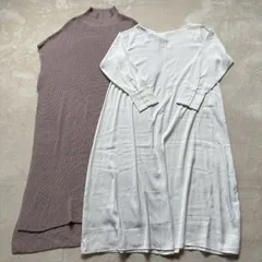 【2点セット】【まとめ売り】GRL グレイル レディース  フリーサイズ ドルマン ロング ニットワンピース 長袖 ロングシャツワンピース シンプル ナチュラル