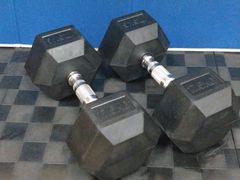 【中古】［WILD FIT］六角ラバーダンベル17.5kg（ペア）