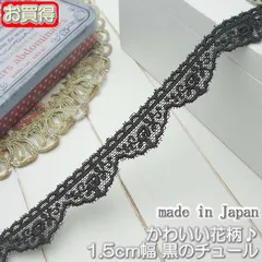 在庫処分1.5cm幅 黒のチュールレース（5m）