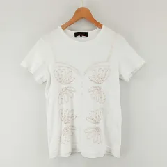 トリココムデギャルソン tricot COMME des GARCONS プリント 半袖 コットン Tシャツ カットソー S 白 ホワイト ☆AA★